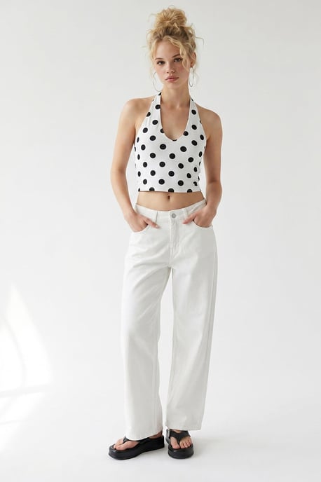 High-Waist Wide-Leg Cotton Jeans - Image 1