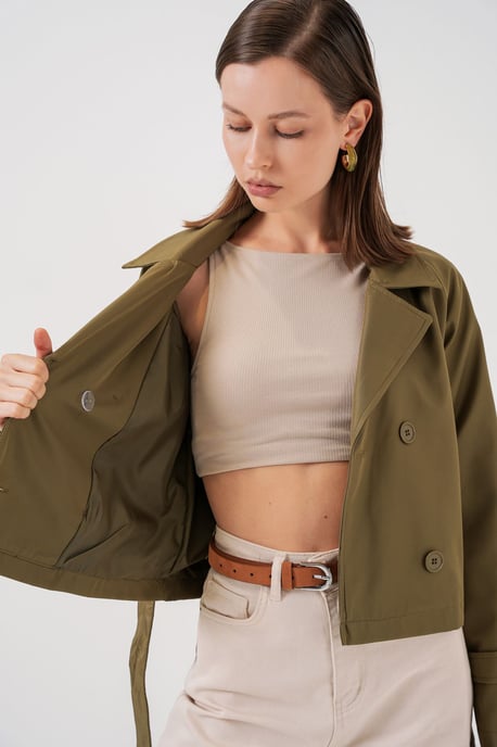 Kort bälte Trench Coat - Image 4
