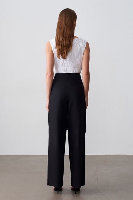 Gestrikte Wijde Linnenmix Broek - Image 2