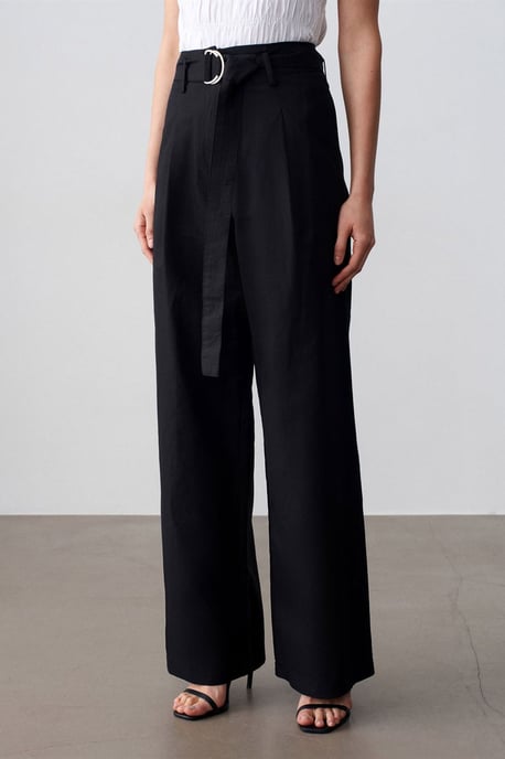 Gestrikte Wijde Linnenmix Broek - Image 3