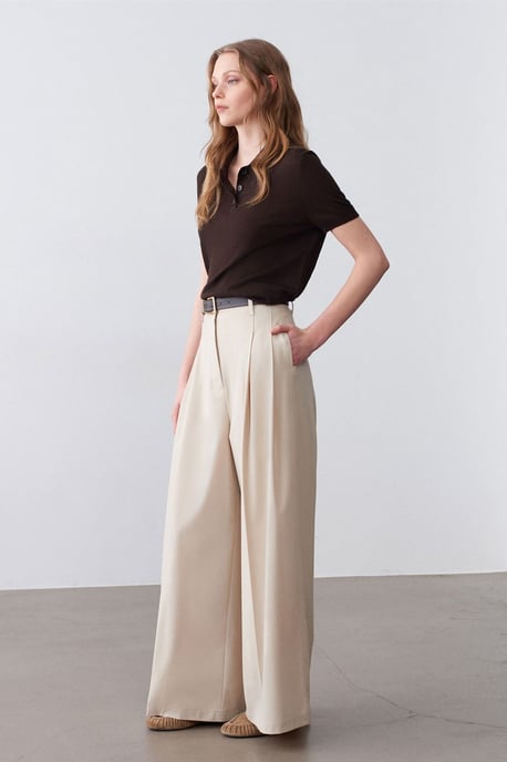 Vrouwen Hoge Taille Wijde Pijpen Crêpe Broek - Image 4