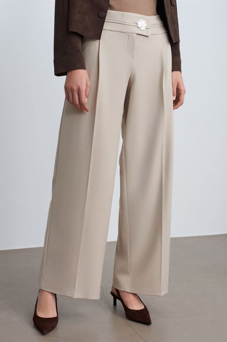 High-Waist Wide-Leg Crepe Trousers - Image 3