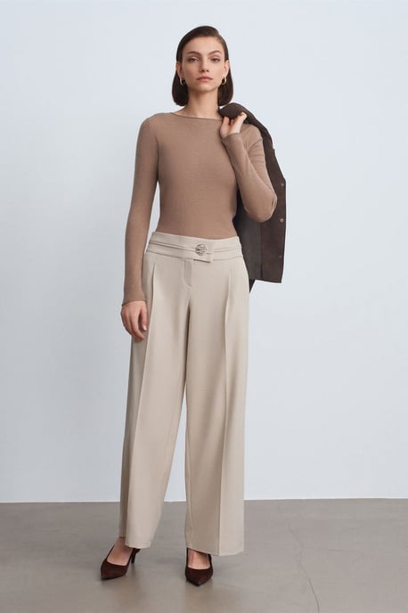 High-Waist Wide-Leg Crepe Trousers - Image 4