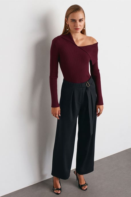 High-Waist Wide-Leg Crepe Trousers - Image 3