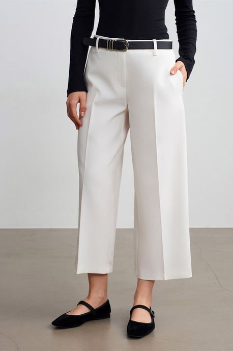 Hoogwaisted Gecurvde Culottes met Ceintuurlint - Image 3