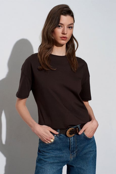 Dam T-shirt med rund hals i bomull - Image 3