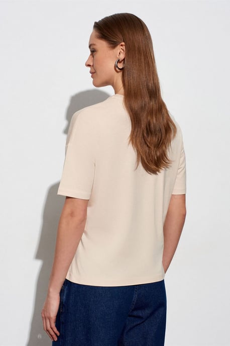 Dam T-shirt med rund hals i bomull - Image 2