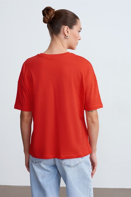 Dam T-shirt med rund hals i bomull - Image 2