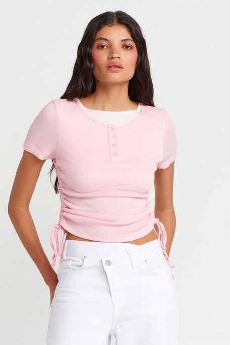Dam T-Shirt i Bomull med Slim Fit och Rundad Halsringning - Image 3