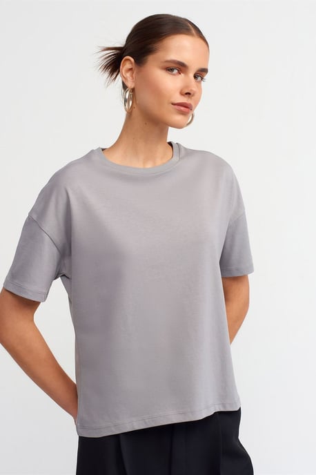 Dam T-shirt med rund hals i bomull - Image 3
