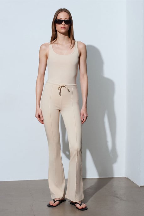 Mid-Waist Flare Jersey Broek met Touwtje - Image 4
