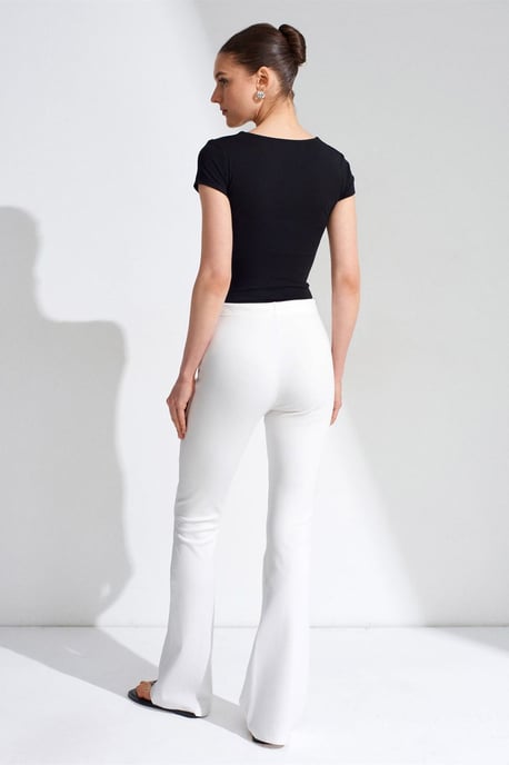 Mid-Waist Flare Jersey Pants With Drawstring - Image 2