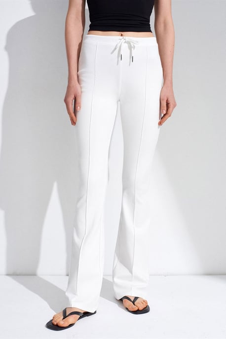 Mid-Waist Flare Jersey Pants With Drawstring - Image 3