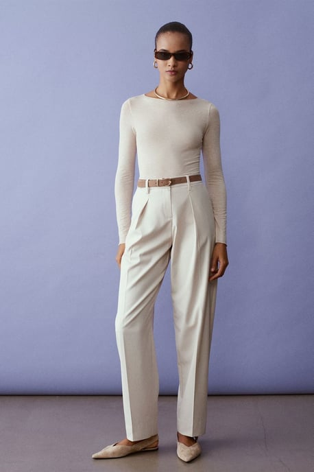 Belted Straight-Leg Crepe Trousers - Image 1