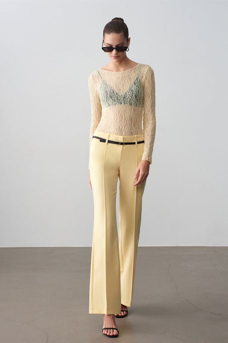 Belted Straight-Leg Crepe Trousers - Image 1