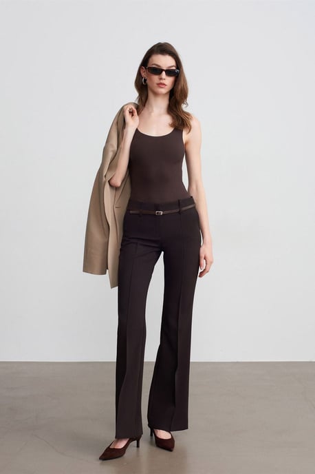 Belted Straight-Leg Crepe Trousers - Image 1
