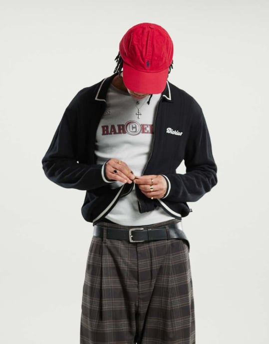 Dickies lewistown striped knitted cardigan in black - Image 1