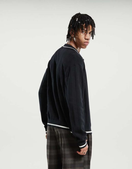 Dickies lewistown striped knitted cardigan in black - Image 3