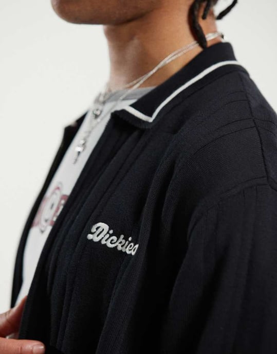 Dickies lewistown striped knitted cardigan in black - Image 4
