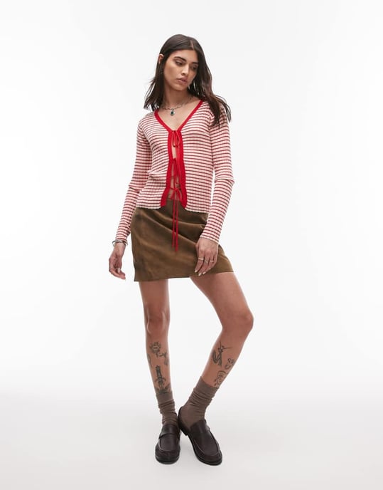 Resume front tip up cardigan in red stripe - Image 3