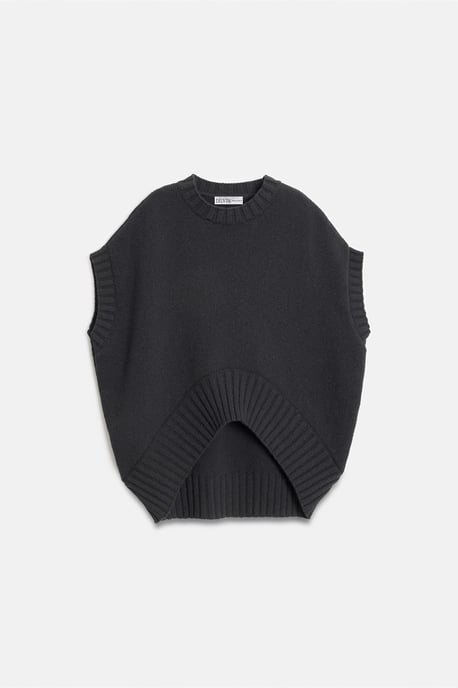 Oversized Ribbed Knit Sweater Vest - Image 5