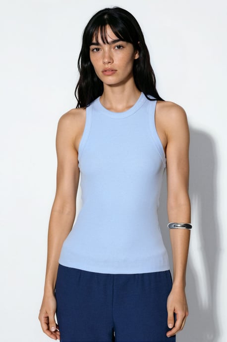 Geribbelde Katoenmix Tanktop - Image 4