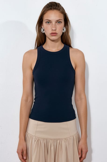 Geribbelde Katoenmix Tanktop - Image 5