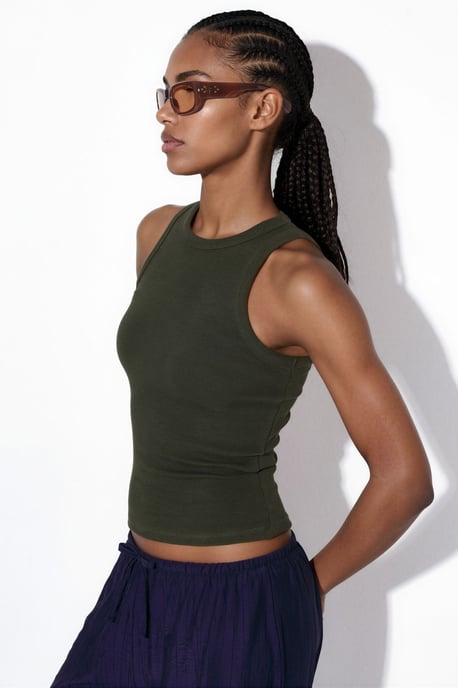 Geribbelde Katoenmengsel Tanktop - Image 2