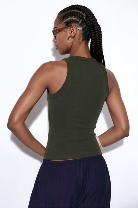Geribbelde Katoenmengsel Tanktop - Image 3