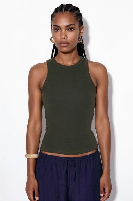 Geribbelde Katoenmengsel Tanktop - Image 5