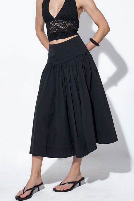 High-Waist A-Line Midi Skirt - Image 1