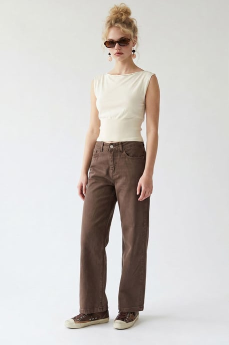 High-Waist Wide-Leg Cotton Jeans - Image 2