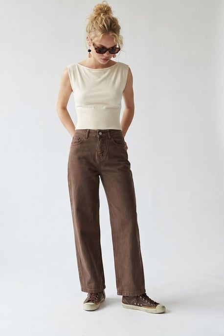 High-Waist Wide-Leg Cotton Jeans - Image 3