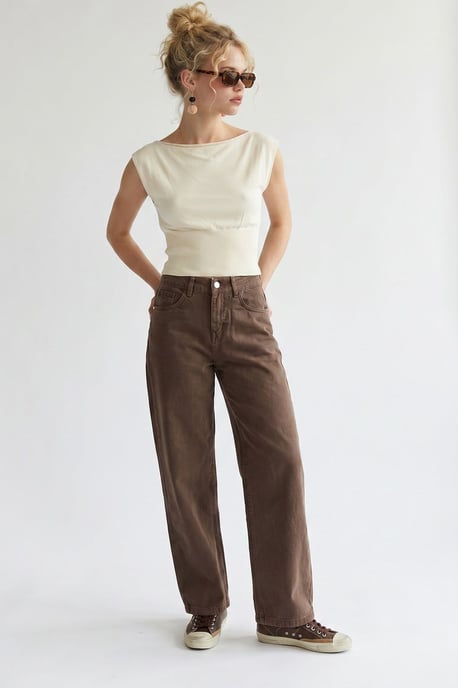 High-Waist Wide-Leg Cotton Jeans - Image 4
