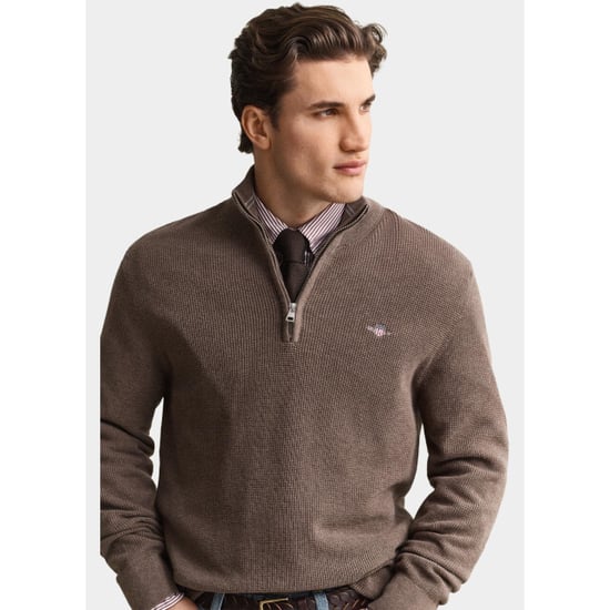 Gant Half zip katoenen textured sweater met 8030292/294 - Image 3