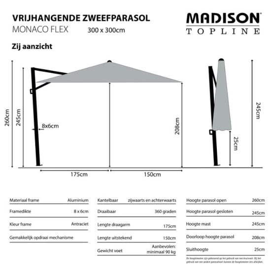 Madison Mega combi deal! parasol monaco flex iii + voet + hoes - Image 3