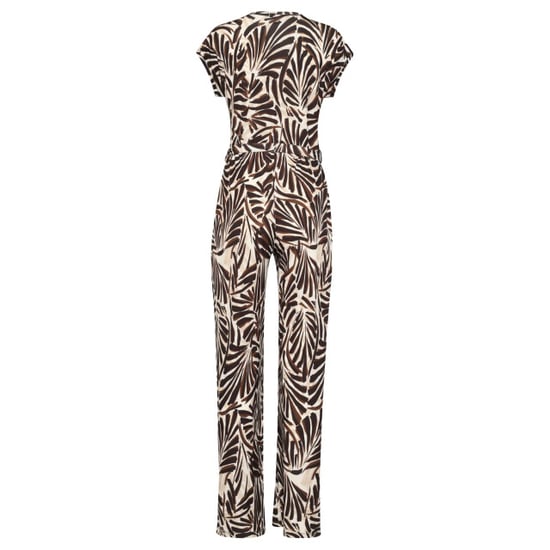 Smashed Lemon Stijlvolle stretch jumpsuit met palmprint in bruin en beige | - Image 6