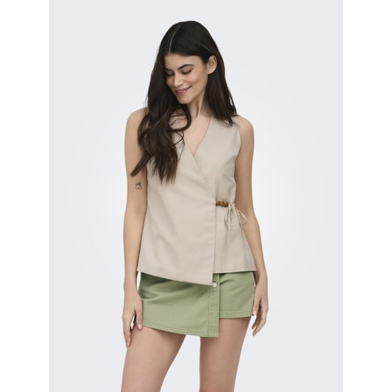 Only Onlbaia s/l linen bl wrap waistcoat - Image 1