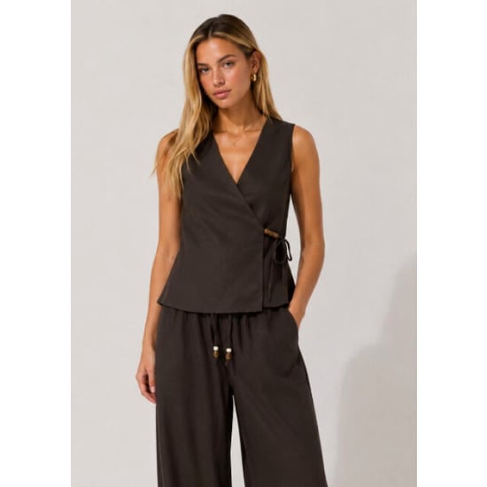 Only Onlbaia s/l linen bl wrap waistcoat - Image 1