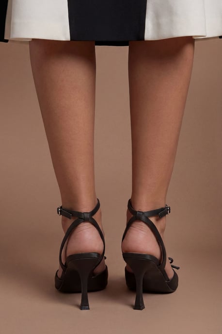 Emma Satin Bow Detail High Heeled Sandals - Image 2