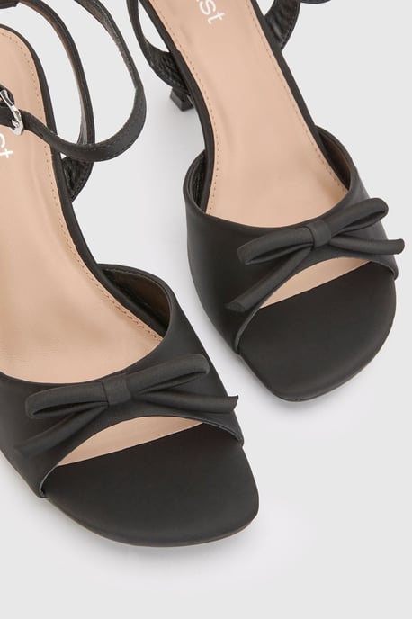Emma Satin Bow Detail High Heeled Sandals - Image 5