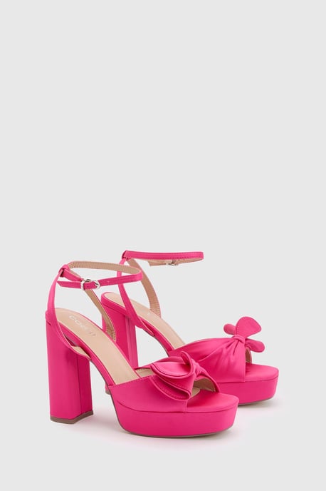 Lillie Satin Ruffle Detail Platform Block Heeled Sandals - Image 3