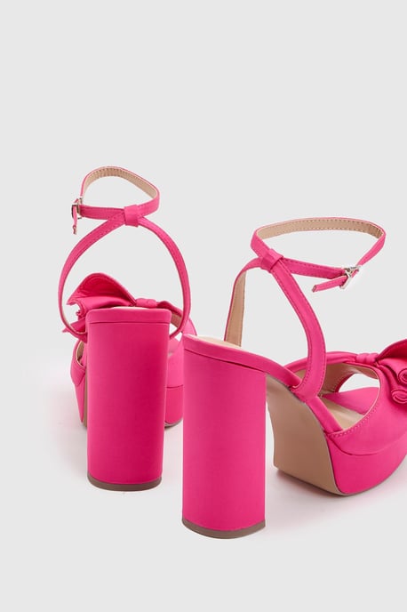 Lillie Satin Ruffle Detail Platform Block Heeled Sandals - Image 4
