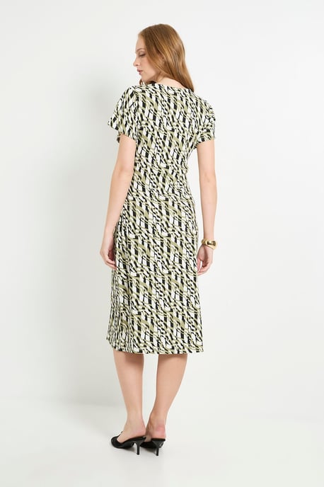 Geo Jersey Knot Side Column Midi Dress - Image 3