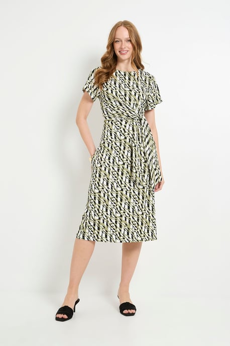 Geo Jersey Knot Side Column Midi Dress - Image 4