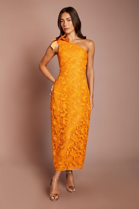 Lisa Tan One Shoulder Bow Detail Midi Dress - Image 1