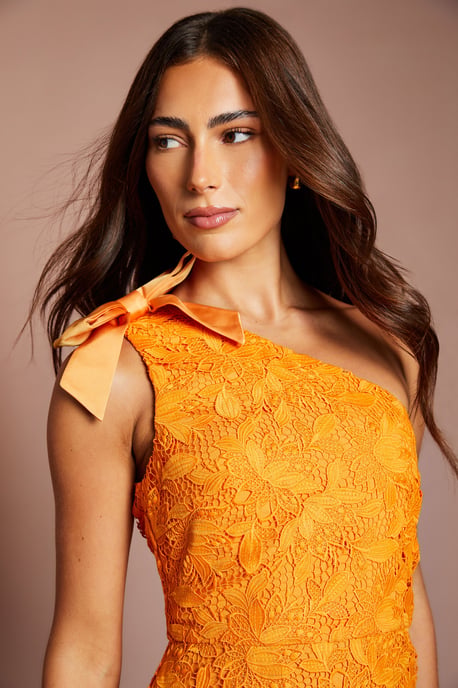 Lisa Tan One Shoulder Bow Detail Midi Dress - Image 4