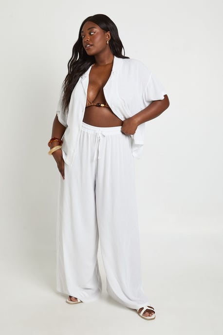 Plus Essentials Oversized Linen Look Trousers - Image 3
