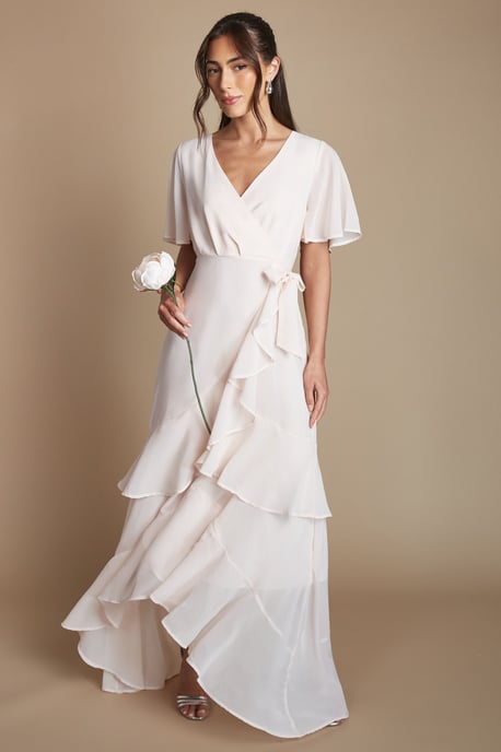 Angel Sleeve Tiered Bridesmaid Maxi Dress - Image 1