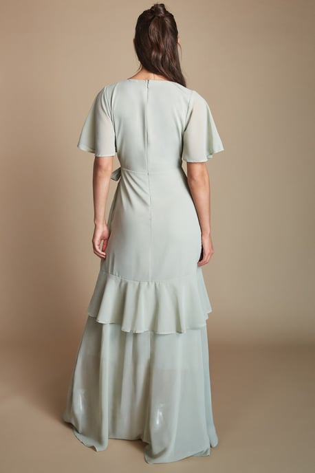 Angel Sleeve Tiered Bridesmaid Maxi Dress - Image 3